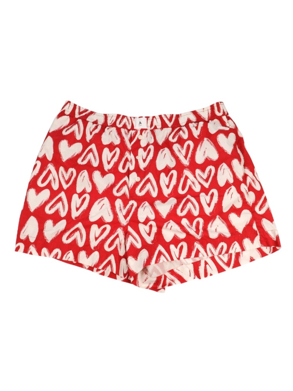 Anthropologie Heart Print Sleep Shorts Large Red White Lounge Pajama Cotton